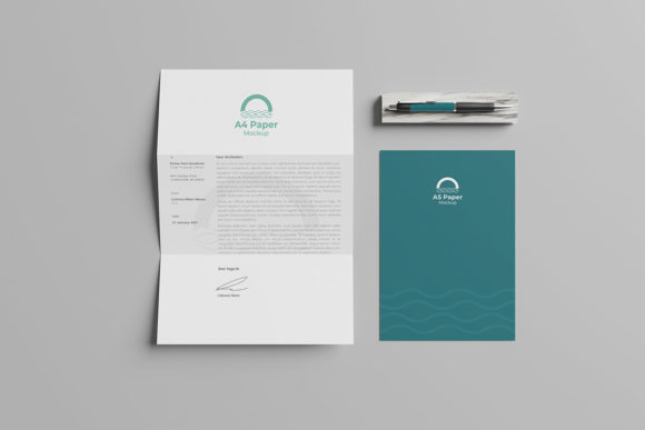 A4 Zigzag A5 Paper Mockup