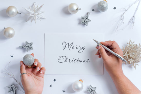 Christmas Brochure Mockup with Hands