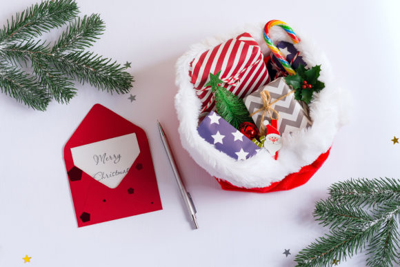 Christmas Red Santa’s Hat Card Mockup