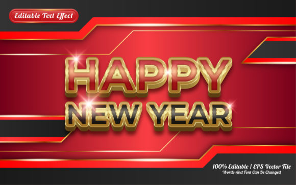 Happy New Year Golden 3D Text Effect