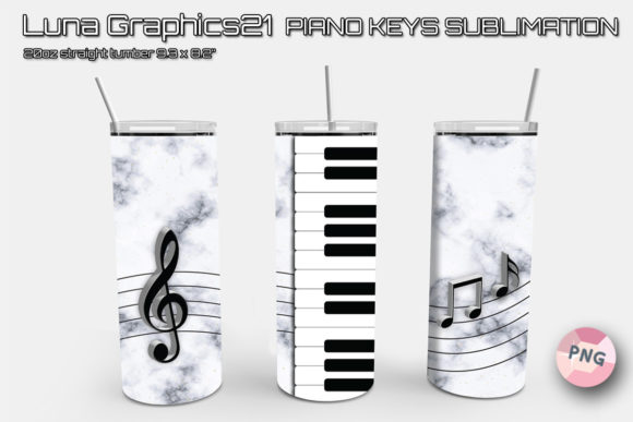 Piano Keys 20oz Skinny Tumbler PNG