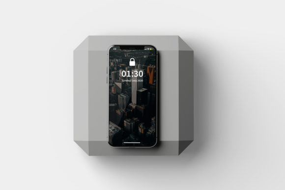 Realistic Top View Smartphone Mockup