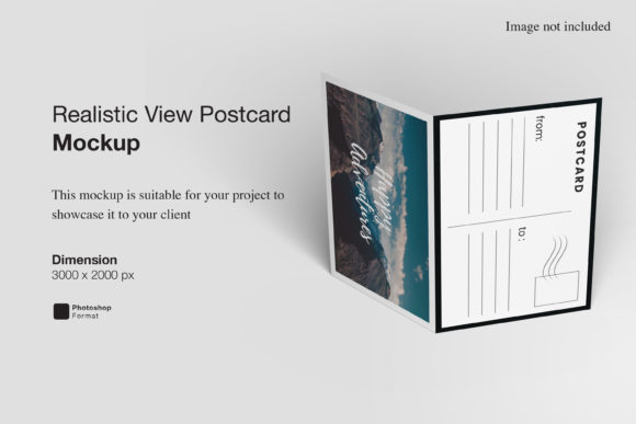 Realistic View Postcard Mockup